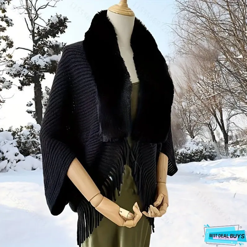 Furry Windproof Thermal Outdoor Shawls, Fall Winter Keep Warm Trendy Scarf Warp Cape Poncho For Fishing Cycling Riding