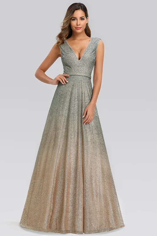 Bellasprom Sparkle Ombre Sequins Sleeveless Prom Dress Online V-Neck