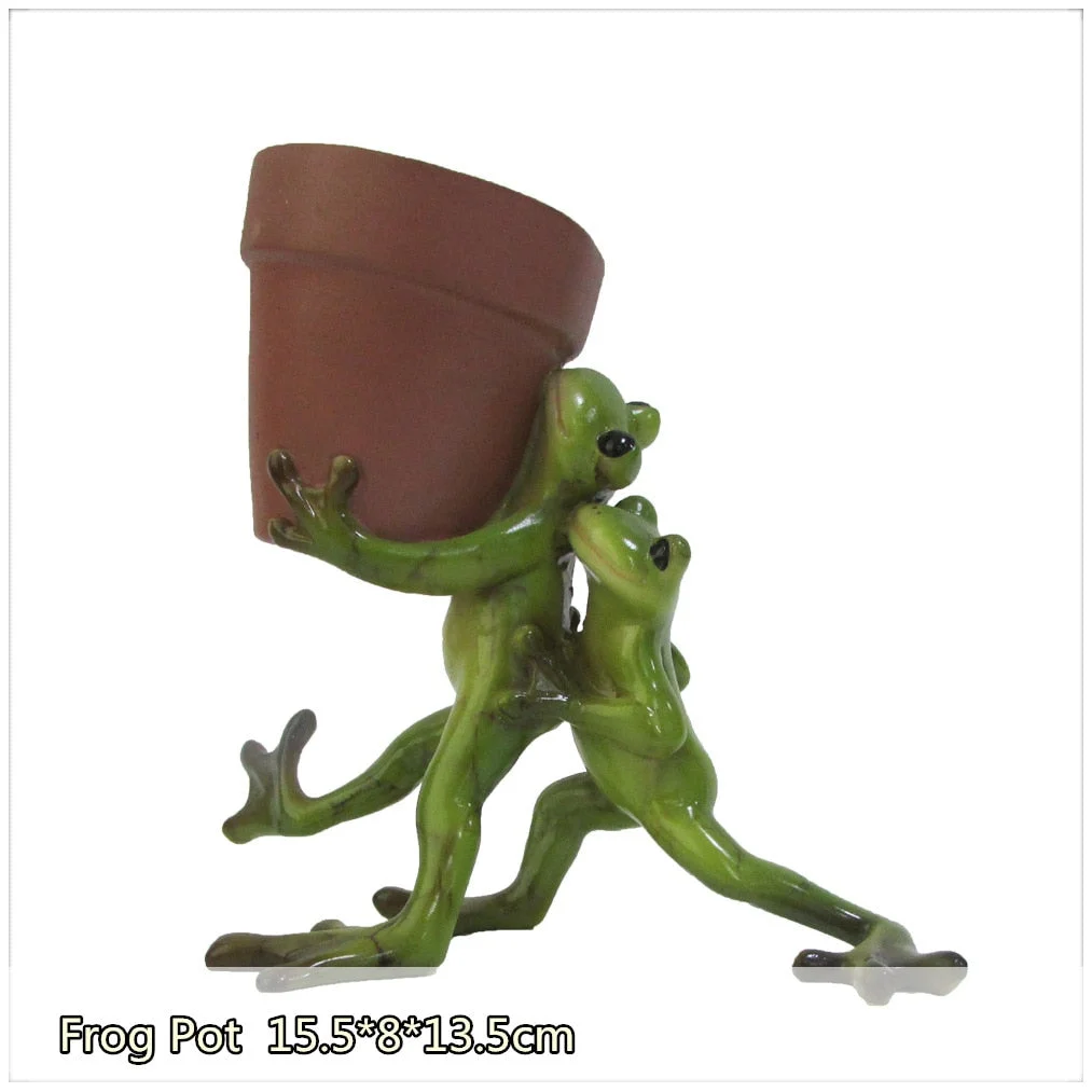 Mini Plant Pot with Cut Frog Flower Pot Fairy Garden Animal Frog Succulent Pot Outdoor Decoration Clay Flowerpot
