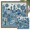 Blue House-11CT Stamped Cross Stitch 50*50cm/19.69*19.69in tapestrymarket