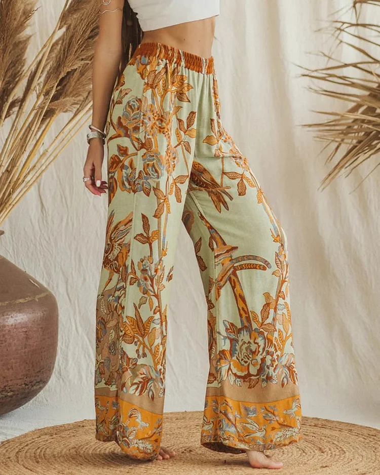 Ladies fashion jacquard loose trousers