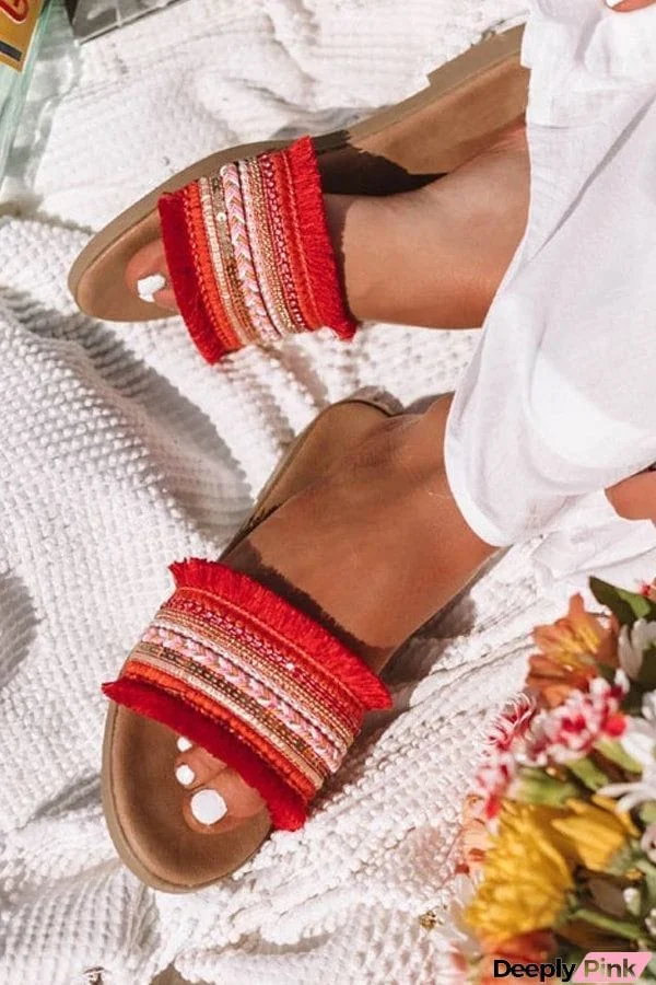 Boho Tassels Flat Slipper