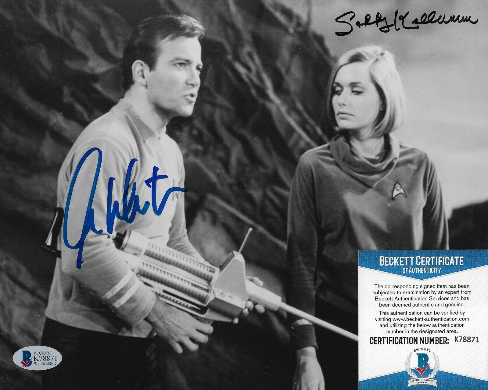 William Shatner/Sally Kellerman Star Trek Signed 8X10 Photo Poster painting w/Beckett COA #4