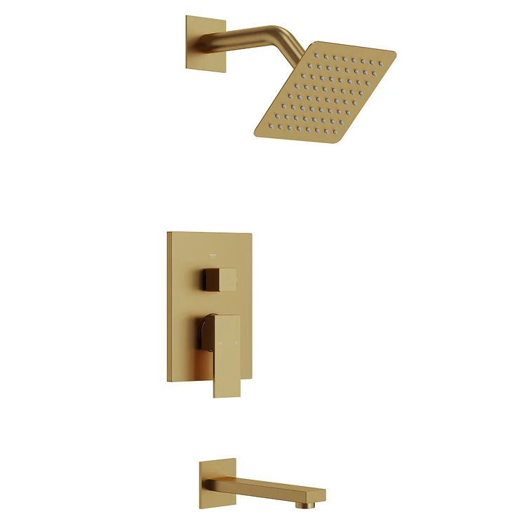 EVERSTEIN Single Handle 2-Spray Bathtub and Shower Faucet in Brushed Gold SFS-1172-GD