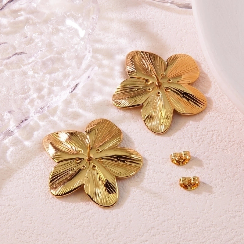 1 Pair Exaggerated Pastoral Streetwear Flower 304 Stainless Steel Imitation Gold  Ear Studs