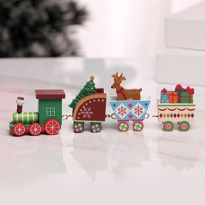 Christmas Fashion Christmas Tree Train Gift Box Wood Indoor Ornaments