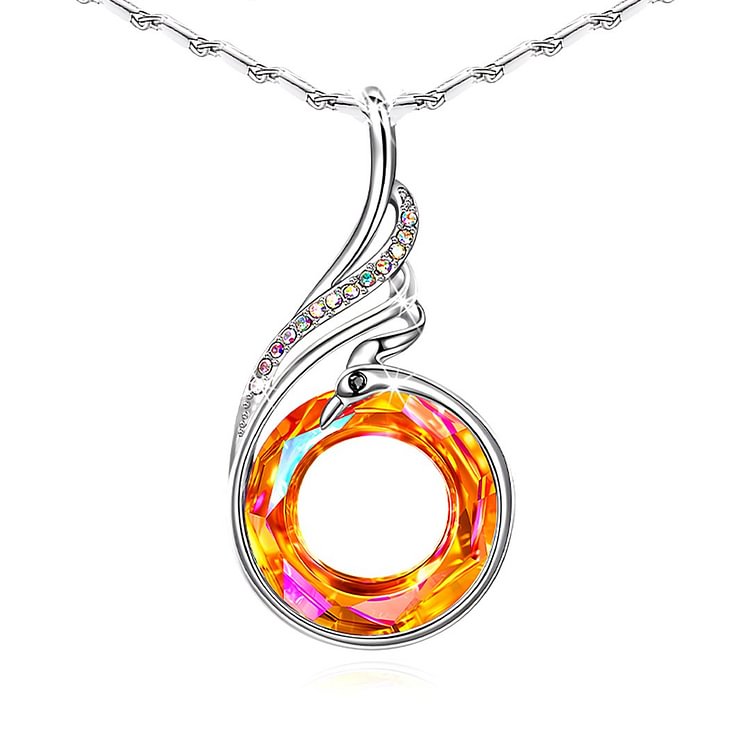 For Self - The Fire Inside Me Burns Brighter Than The Fire Around Me Phoenix Crystal Necklace