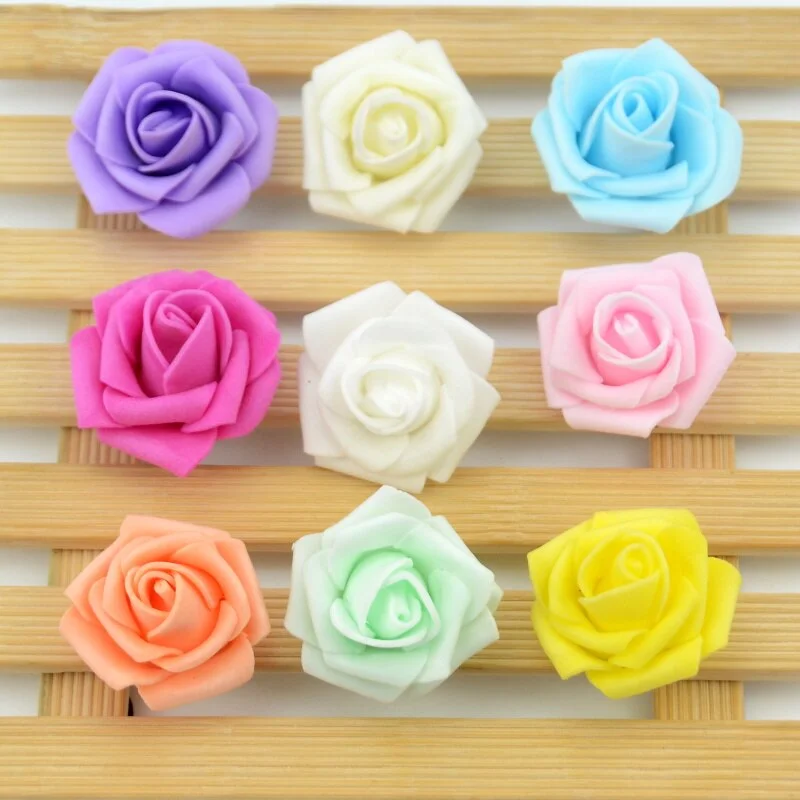 20pcs/lot 4cm Mini Artificial PE Foam Rose Flower Heads Wedding Home Decoration Handmade Diy Christmas Fake Flower Ball Craft