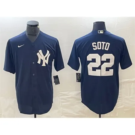 Men's New York Yankees #22 Juan Soto Navy Cool Base Stitched Baseball Jersey XMVP