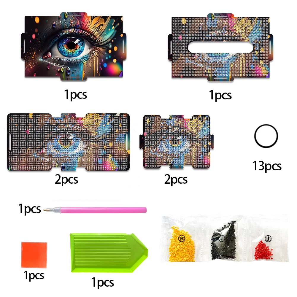 Colored Eyes Diamond Painting Tissue Box Wooden Diamond Art Tissue Storage Box