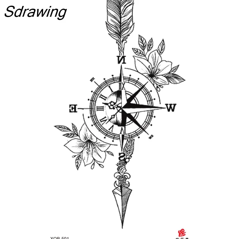 Sdrawing Waterproof Lasting Temporary Tattoo Flower Arm Tattoo Stickers Dark Hot Girl Snake Tiger Lion Fake Tattoo for Women Gifts 328-0