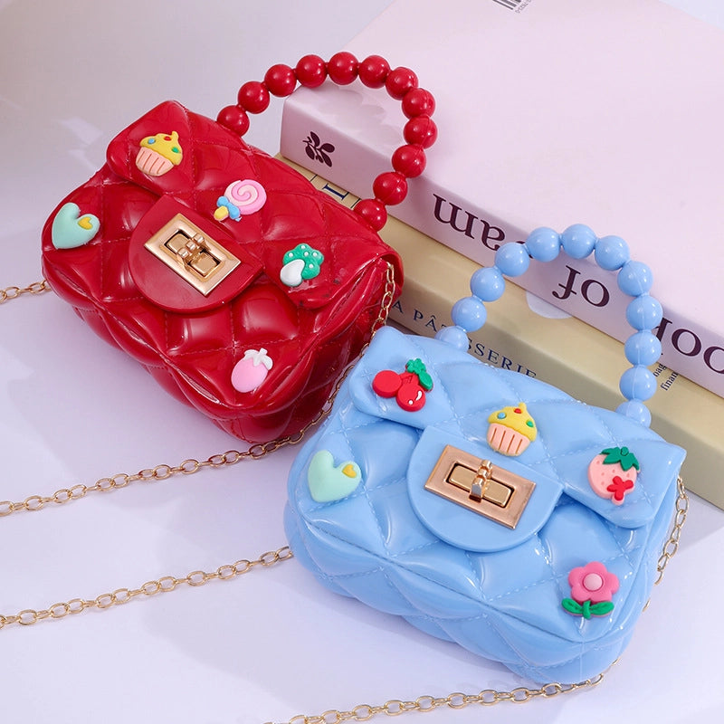 Women’s Small PVC Color Block Streetwear Square Lock Clasp Handbag