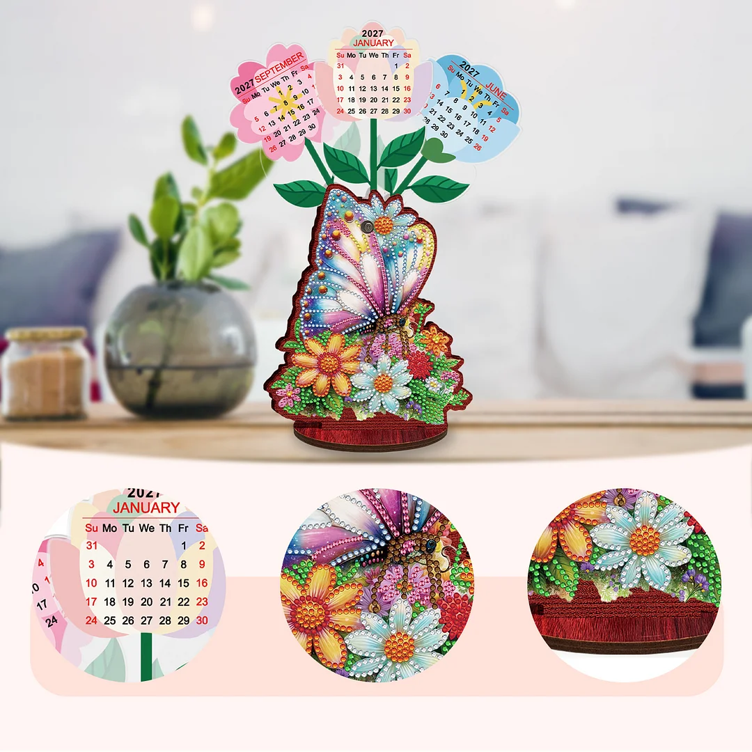 2026 Calendar DIY Diamond Painting Kit Wooden Diamond Painting Calendar