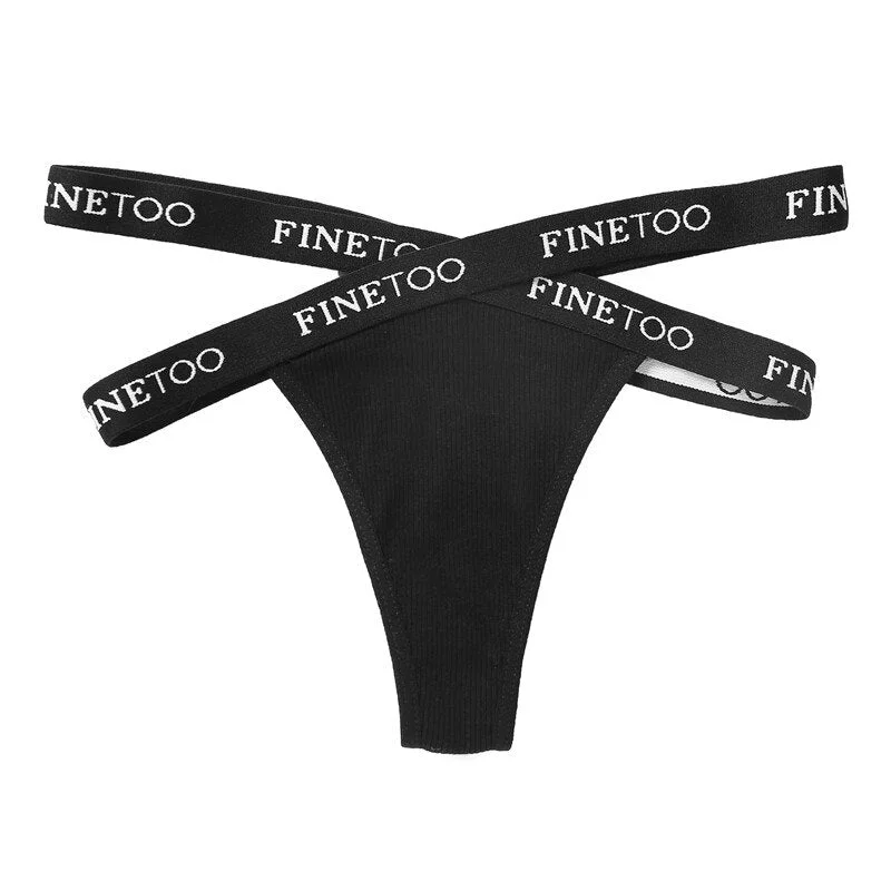 FINETOO 1/2PCS Sexy Cotton Women Thong Panties Underwear Woman Hollow Out Fashion Cross Letter Waist G-string Femme Brief Girls