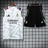2025/2026 Real Madrid Pre-Match Training White Vest+Shorts Football1:1 Thai Quality