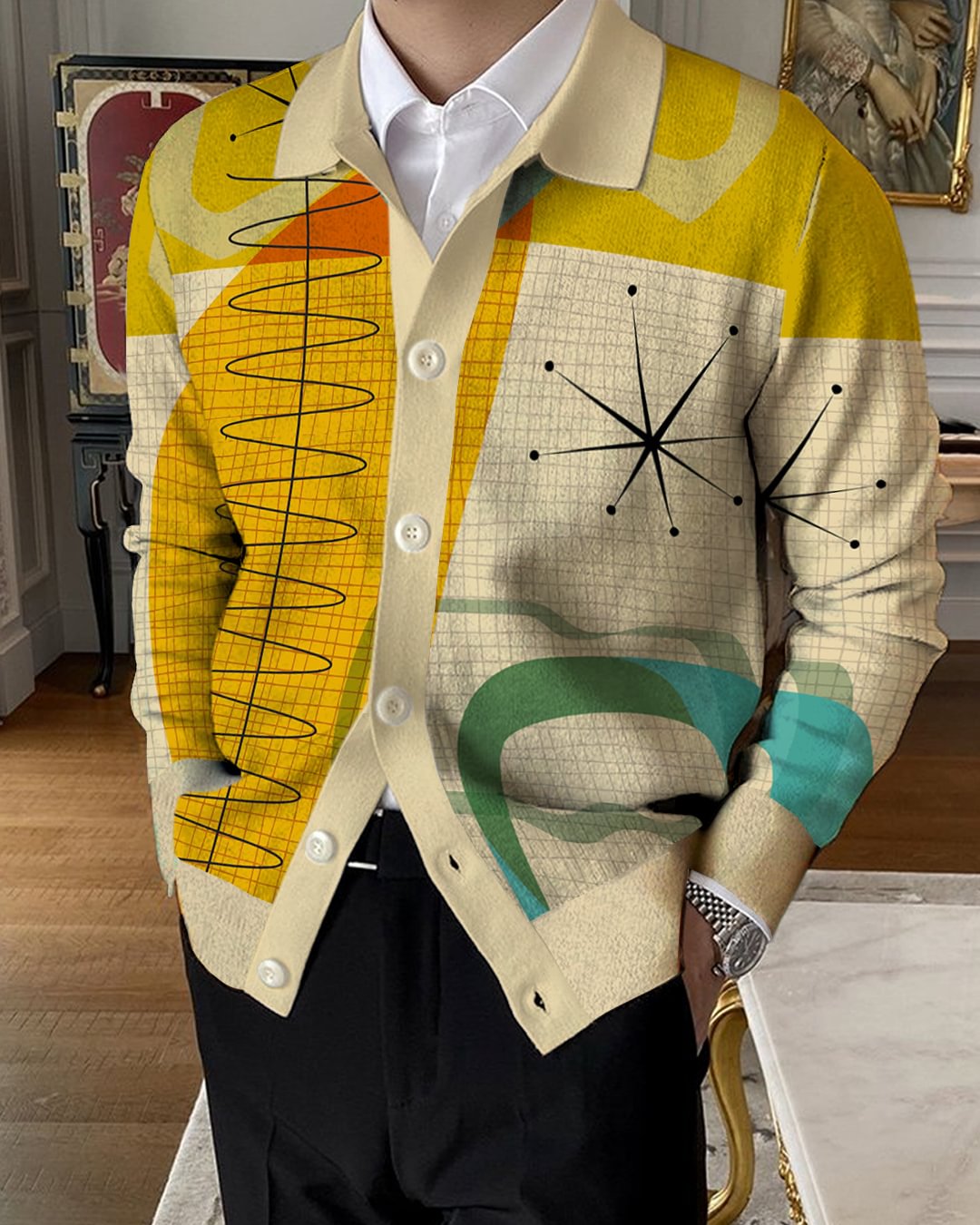 Men's Lapel Knitted Sweater Cardigan 4645