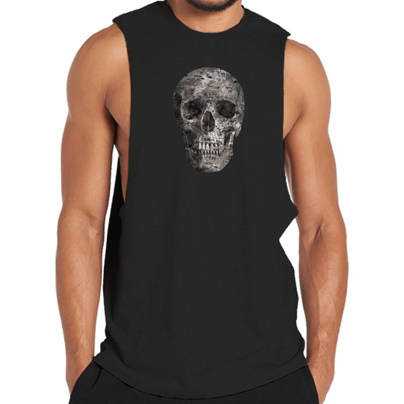 Cotton Skull Graphic Men's Tank Top tacday