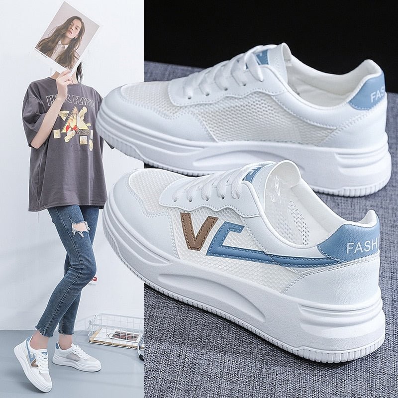 Women Shoes 2021 Fashion Summer Casual White Shoes Cutouts Lace Canvas Hollow Breathable Platform Flat Shoes Woman Sneakers