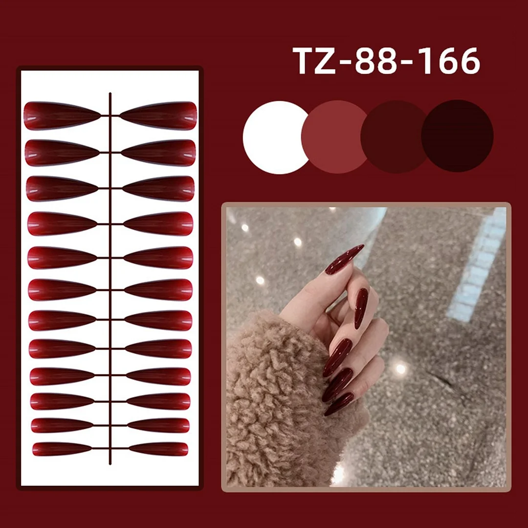 24pcs/Bag Detachable Long Stiletto False Nails Ballerina Nails Full Cover Nail Tips Press On Nails Colorful Artificial Fake Nail-Nail Inspo