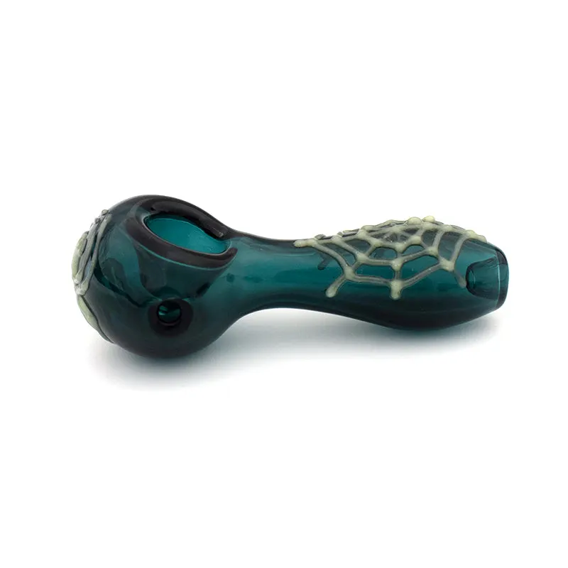 4"Classic dark green glowing spider pipe