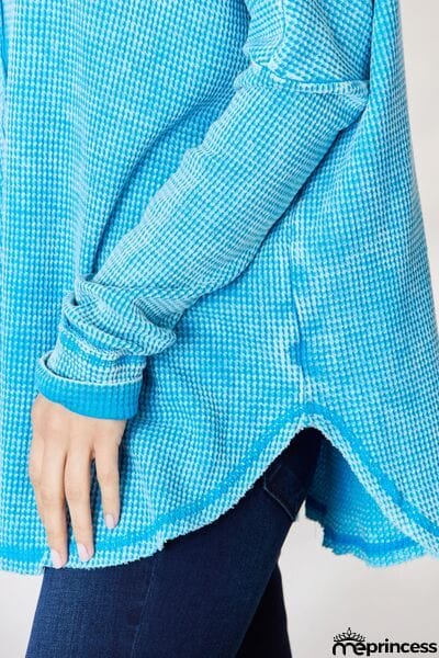 Zenana Oversized Waffle Long Sleeve Top