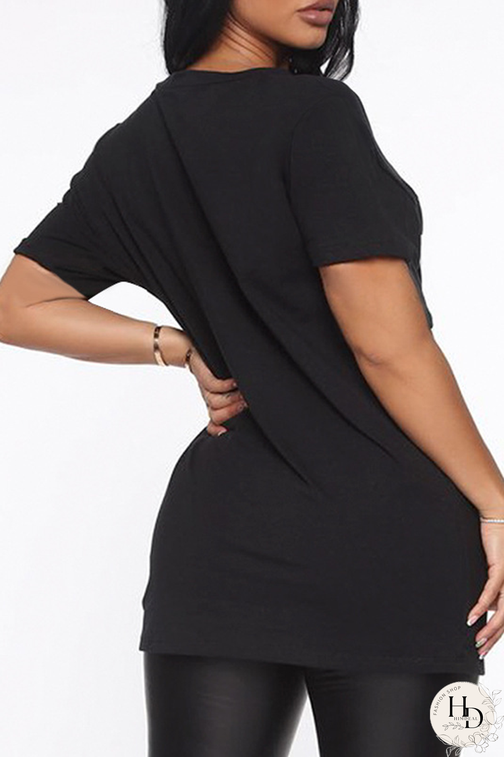 Red Fashion Casual Print Split Joint O Neck T-Shirts