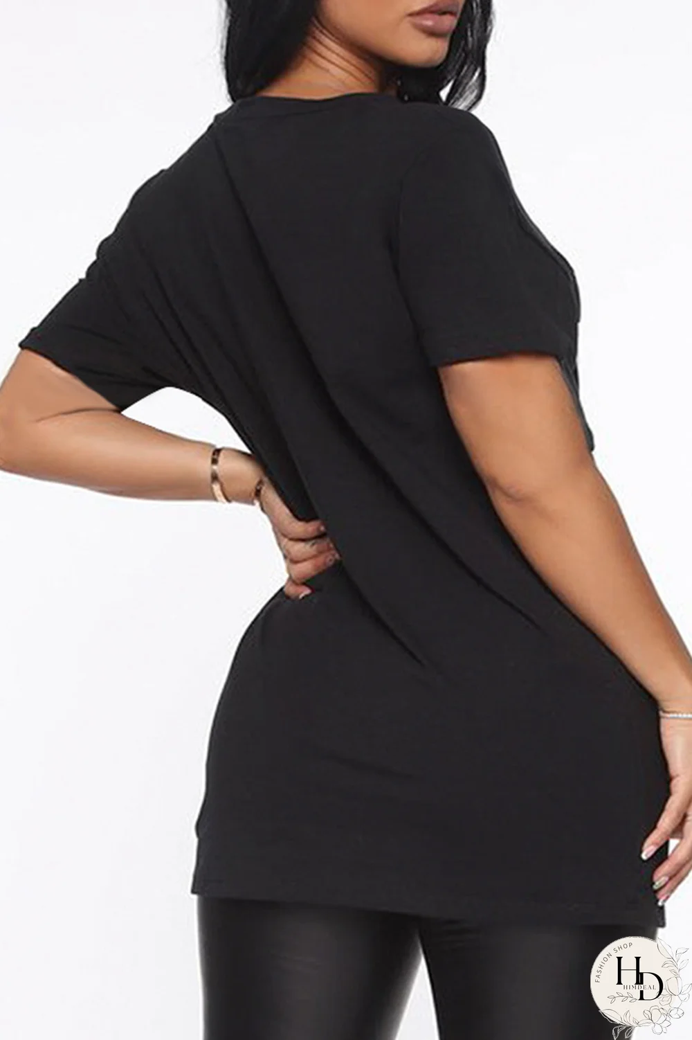 Red Fashion Casual Print Split Joint O Neck T-Shirts