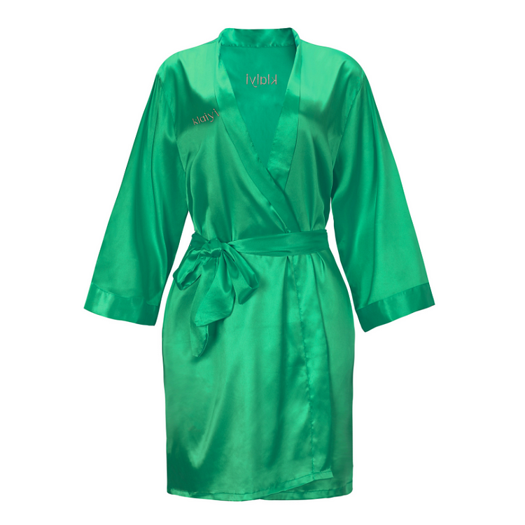 Exclusive Luxurious Green Silk Robe Intimate Lingerie Nightgown Sexy Nightwear