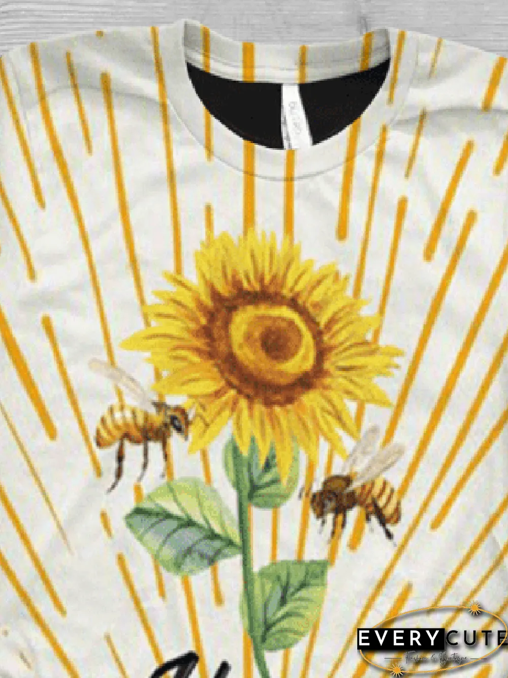 Women Short Sleeve Floral-Print Crew Neck Casual T-shirt