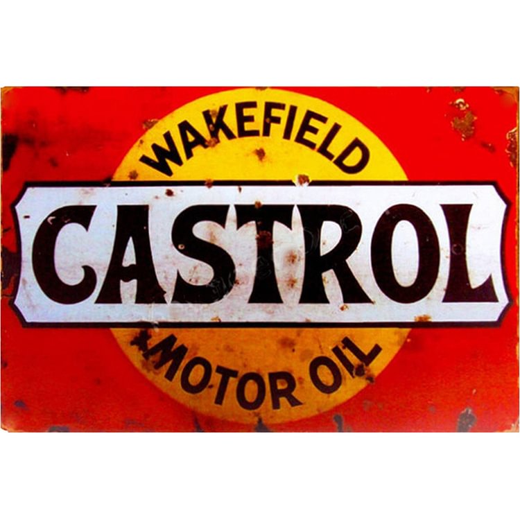 Huile moteur Castrol - Enseigne Vintage Métallique/enseignes en bois - 20*30cm/30*40cm