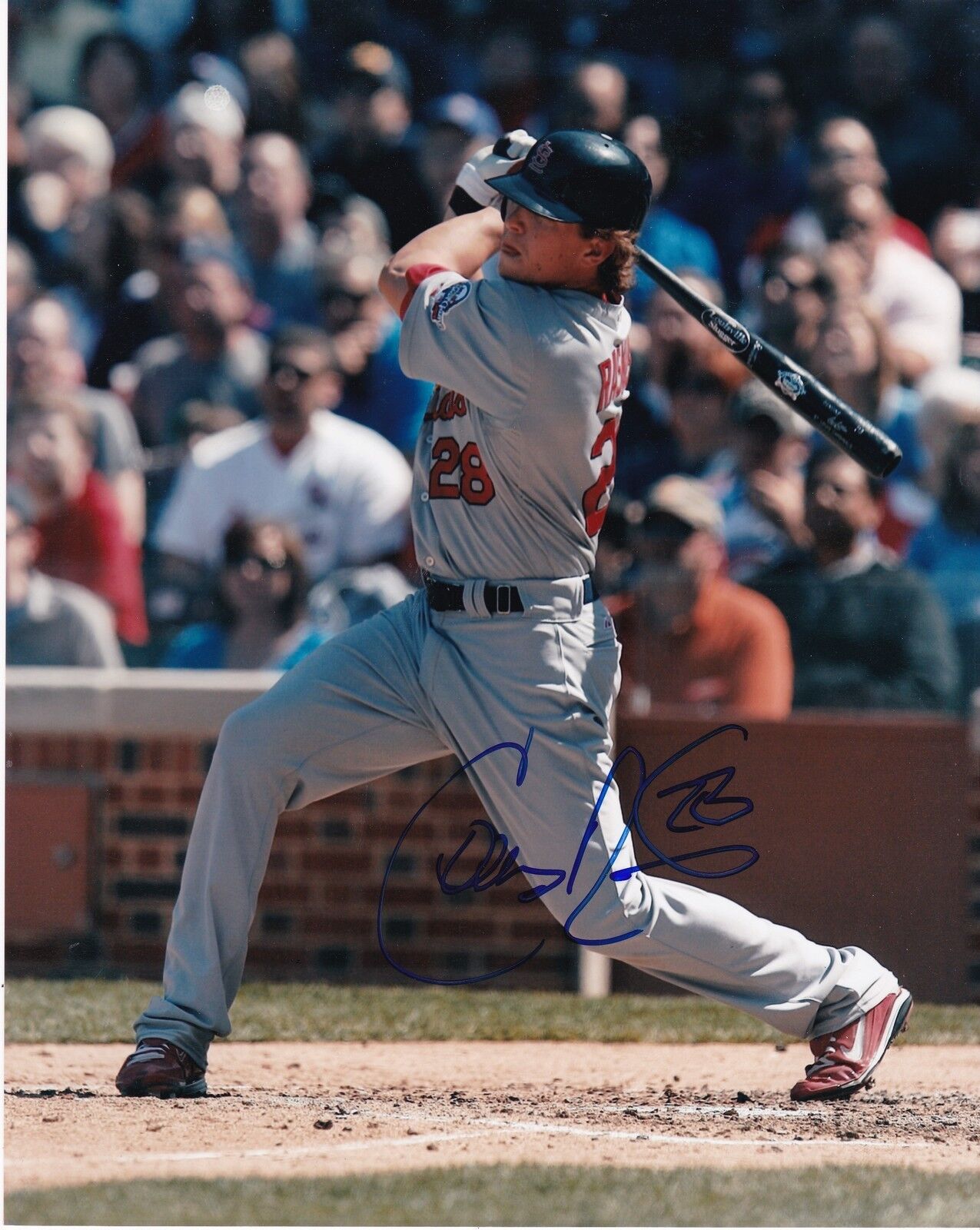 COLBY RASMUS ST. LOUIS CARDINALS ACTION SIGNED 8x10