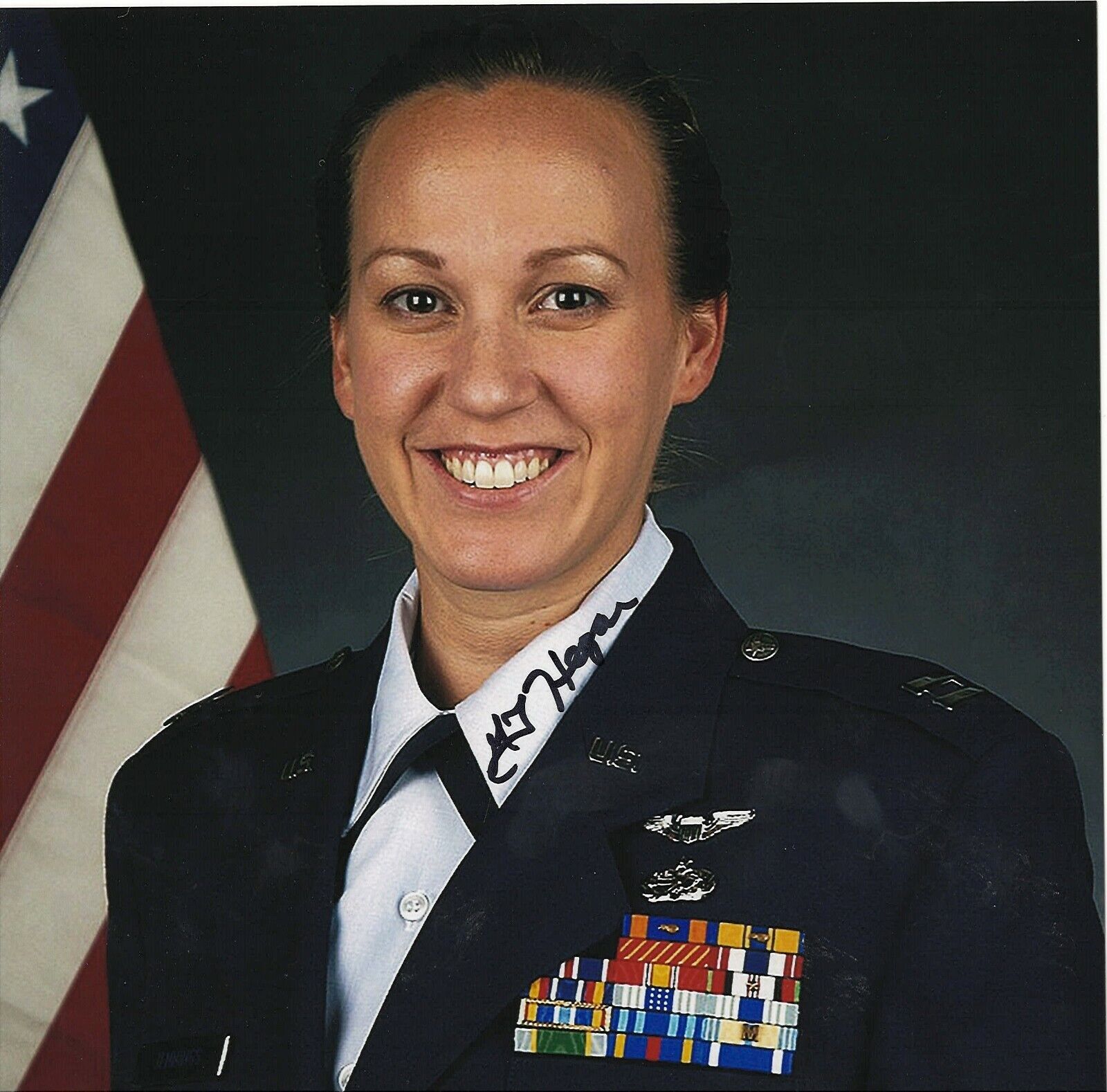 MARY J. HEGAR OPERATION ENDURING DOM HELICOPTER PILOT-DFC RARE SIGNED Photo Poster painting