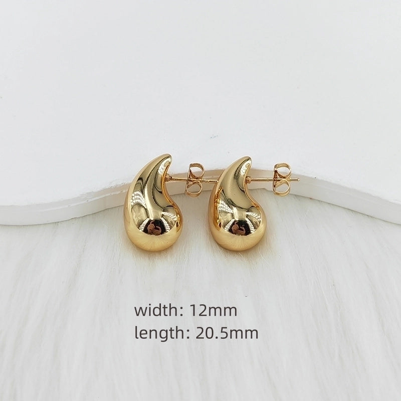 1 Pair Basic Modern Style Classic Style Water Droplets Polishing 304 Stainless Steel Steel 18K Gold Plated 24K Gold Plated Gold Plated Ear Studs