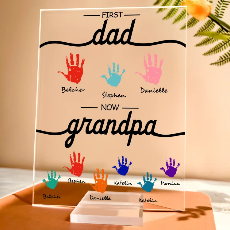 Personalized Square Acrylic Plaque-First Dad Now Grandpa