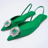 Green Rhinestone Muller Pointed Flat Sole