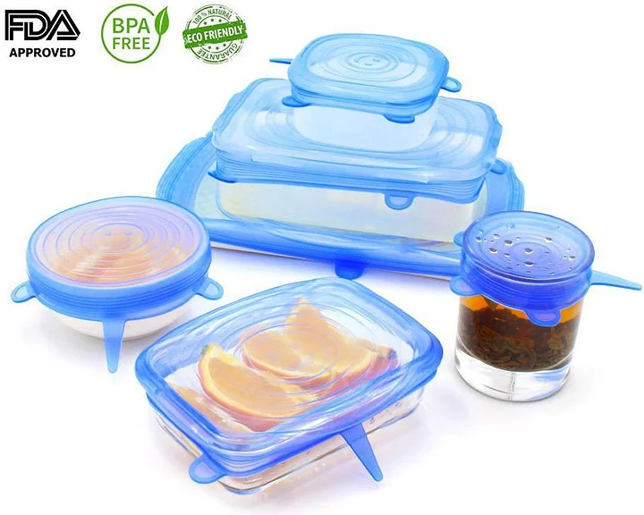 6 Reusable Food Silicone Packaging Lids