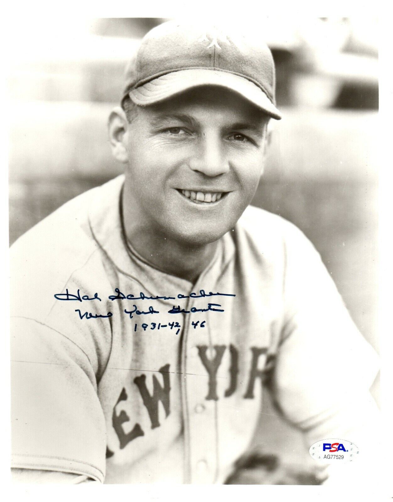 Hal Schumacher autographed signed inscribe 8x10 Photo Poster painting MLB New York Giants PSA