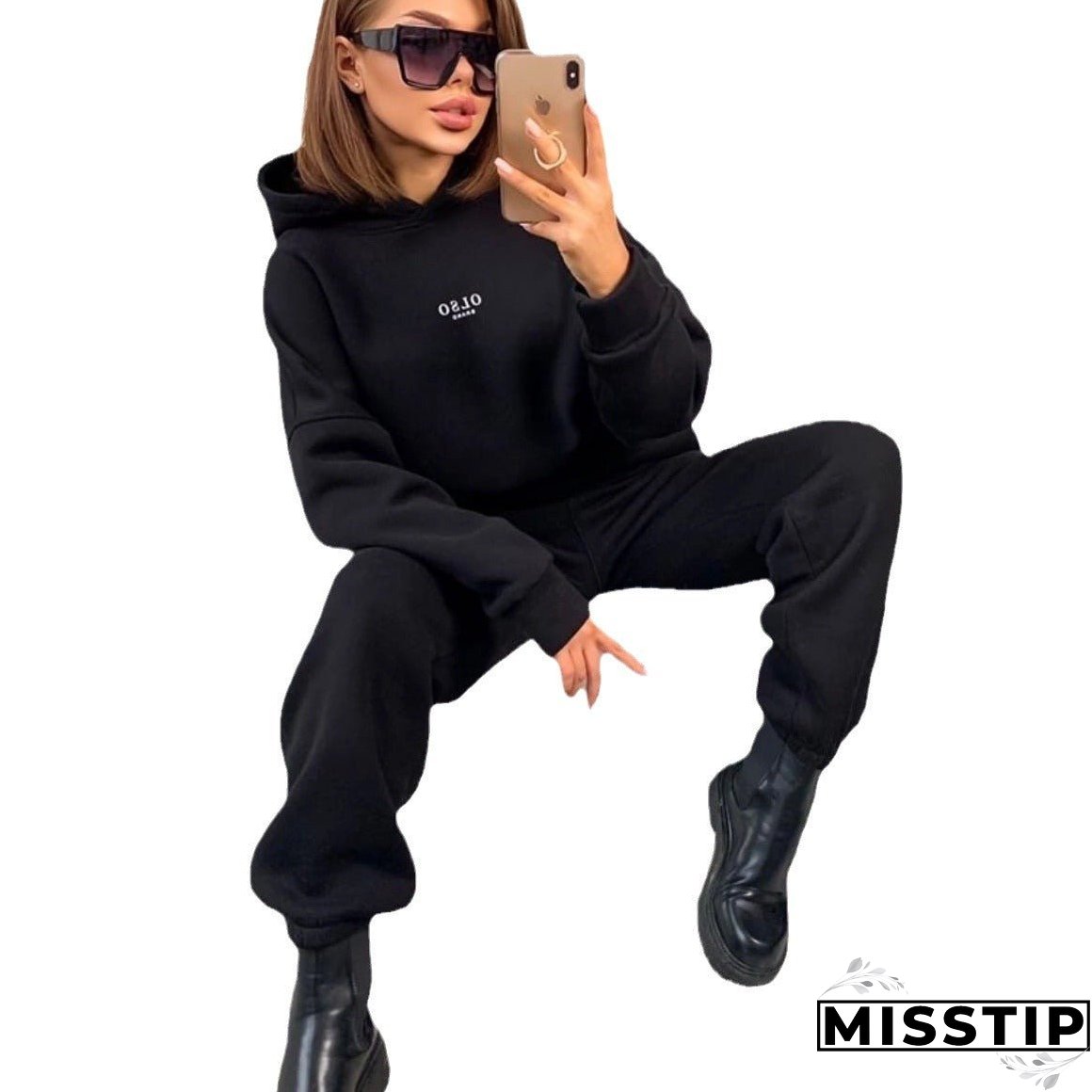 Women's Autumn Knitted Fleece Casual Two-piece Set Suits