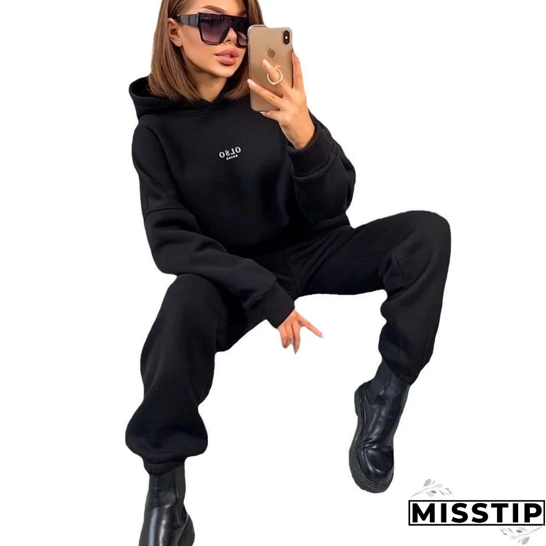 Women's Autumn Knitted Fleece Casual Two-piece Set Suits