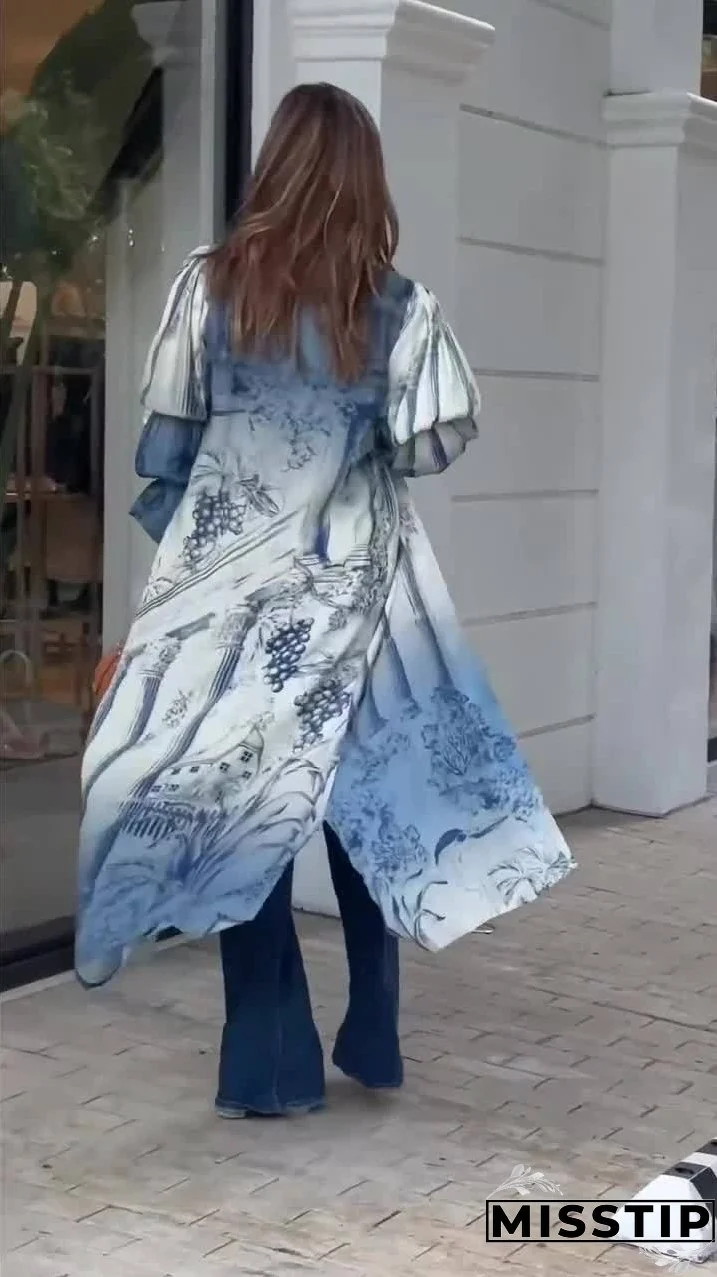 Women's Elegant Fashion Casual Vacation Style Pile Sleeve Denim Suit Pants