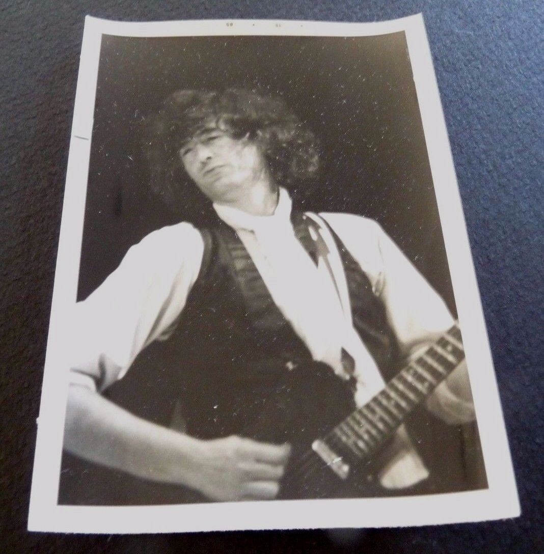 Jimmy Page Led Zeppelin Vintage 1985 3.5x5 Live Concert Photo Poster painting READ