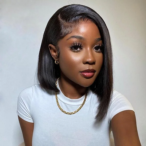 Junoda Hair Straight Bob  Lace Closure Wigs Malaysian Remy Hair