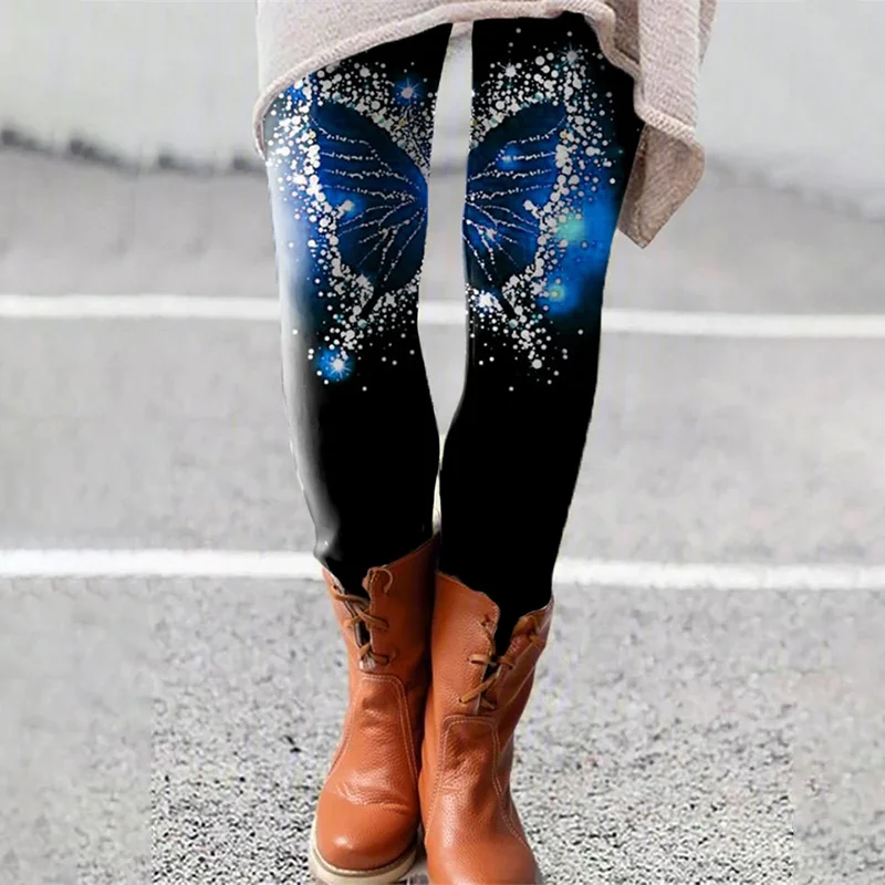 Casual Retro Butterfly Print Leggings