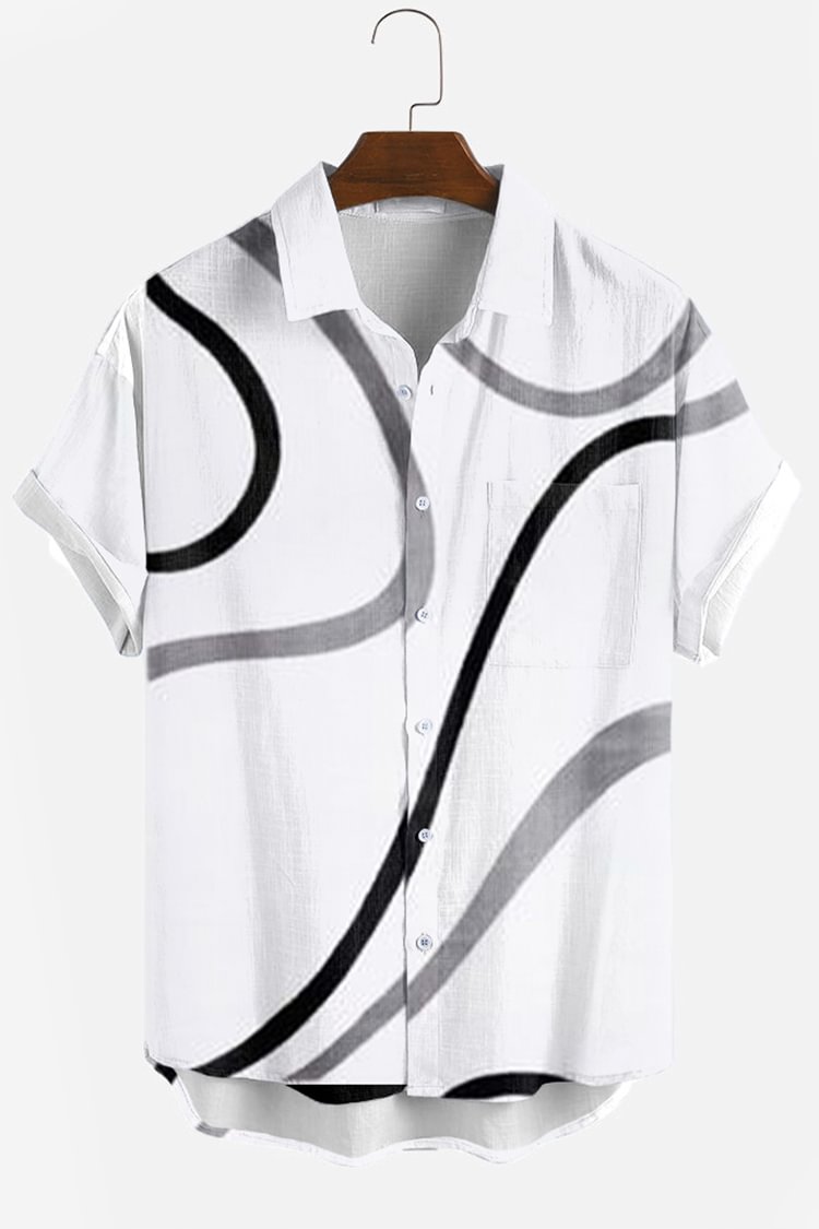 White Lined Short Sleeve Shirt