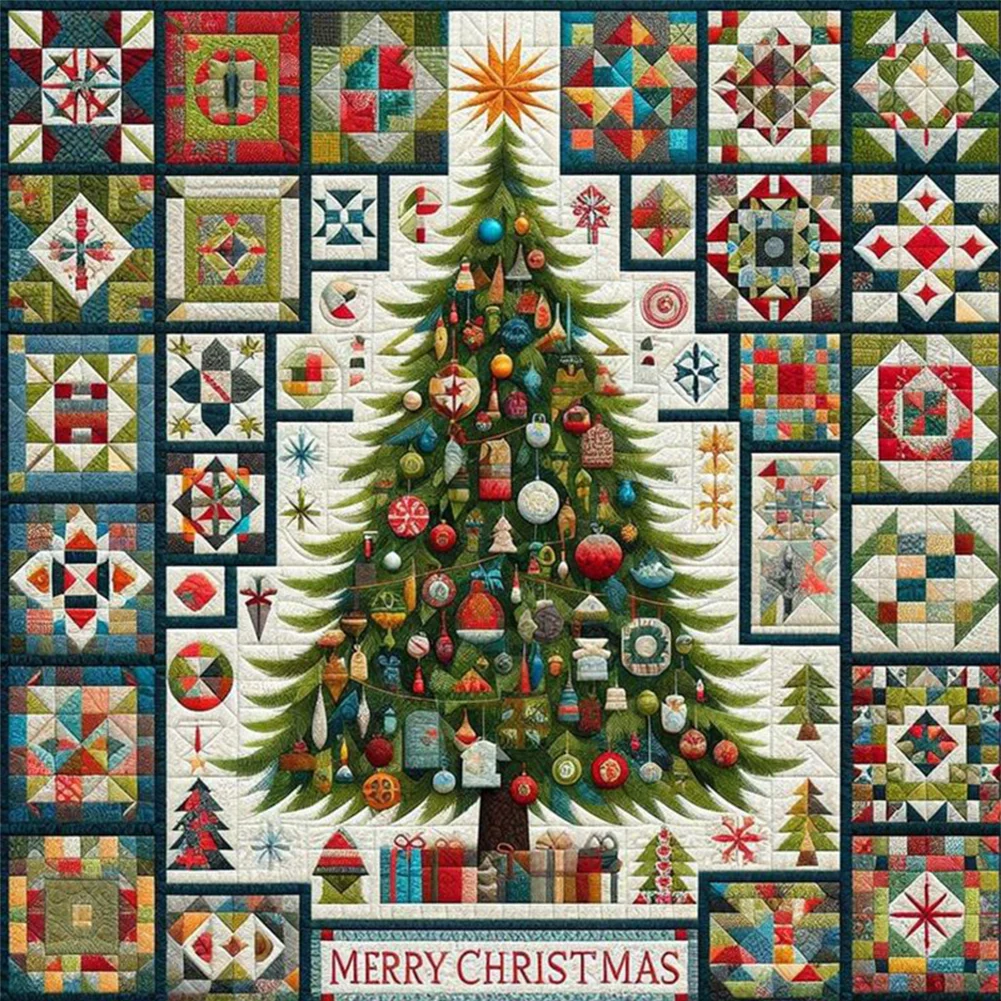 14CT Full Stamped/Counted Cross Stitch Kit - Xmas Tree (40*40CM)