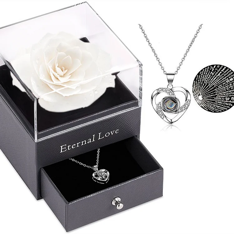 Eternal Preserved Real Rose with Copper Necklace Set | Best Gift for MOM,Wife,Girlfriend