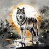 Diamond Painting-DIY Full Round Drill Wolf(40*40 CM)
