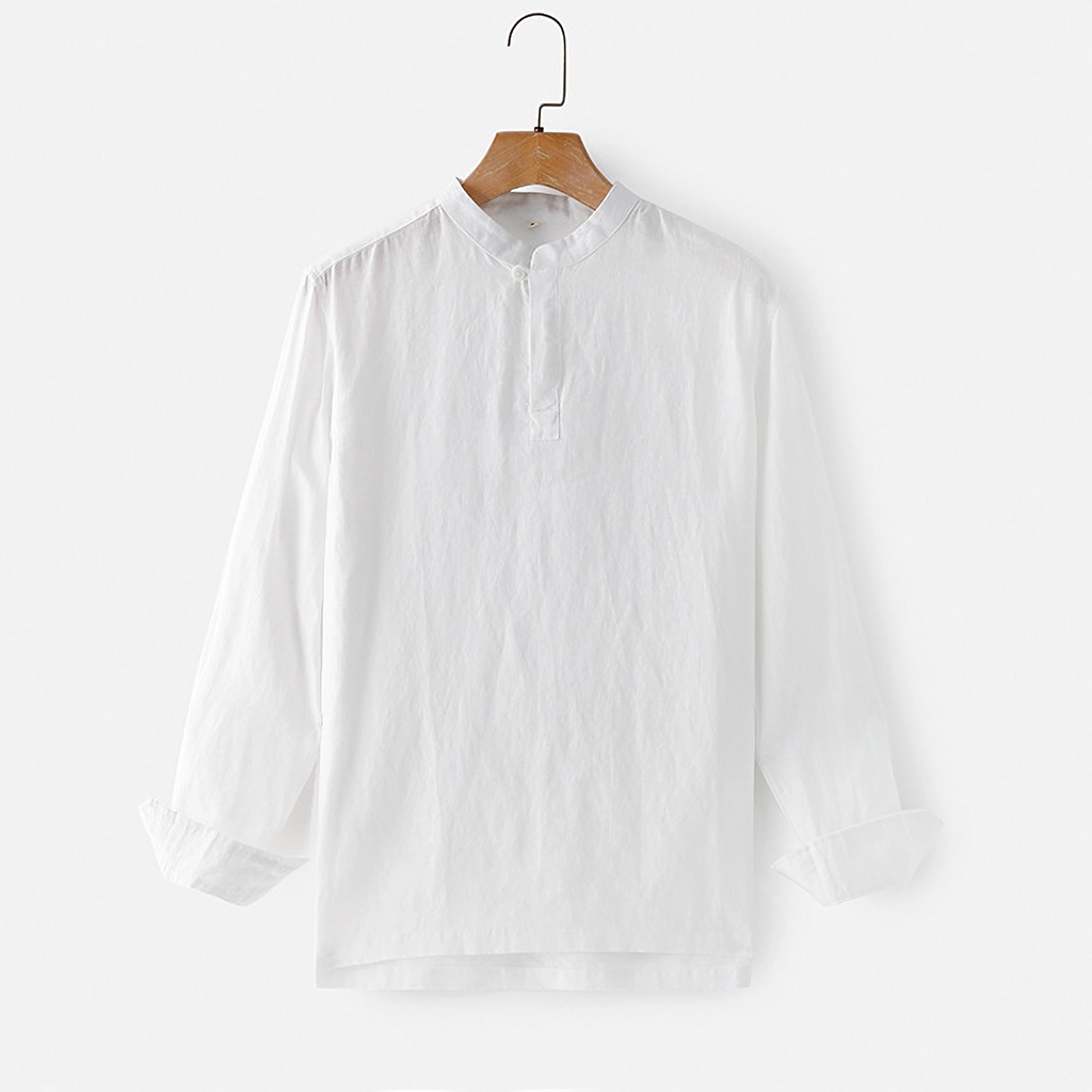 100% European Linen Casual Men's Wear Stand Neck Shirt REAL SILK LIFE