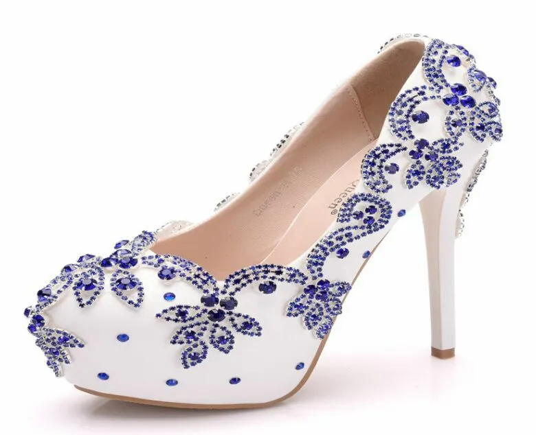 Breakj Breakj Cm High Heels Large Size Waterproof Table Single Shoes Women's Fine Heel Round Head Diamond Wedding Shoes Bridal Shoes Ball