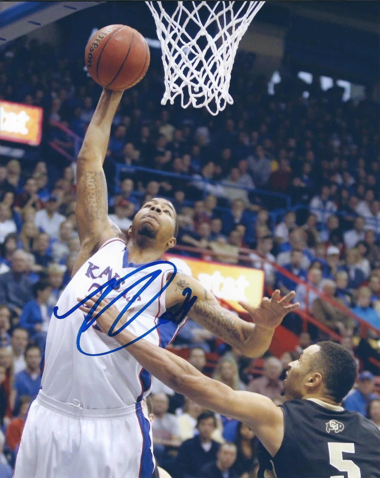 Autographed MARKIEFF MORRIS Kansas Jayhawks 8x10 Photo Poster painting w/COA